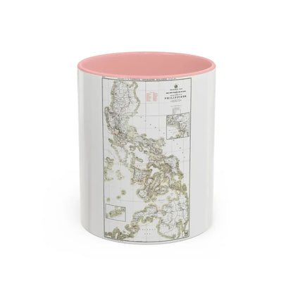 Philippines, The 1 & 2 (1902) (Map) Accent Coffee Mug 11oz Pink - Go Mug Yourself