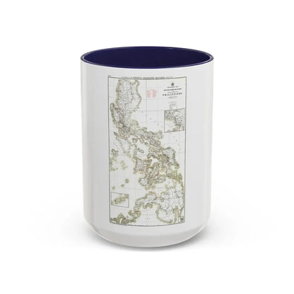 Philippines, The 1 & 2 (1902) (Map) Accent Coffee Mug 15oz Navy - Go Mug Yourself
