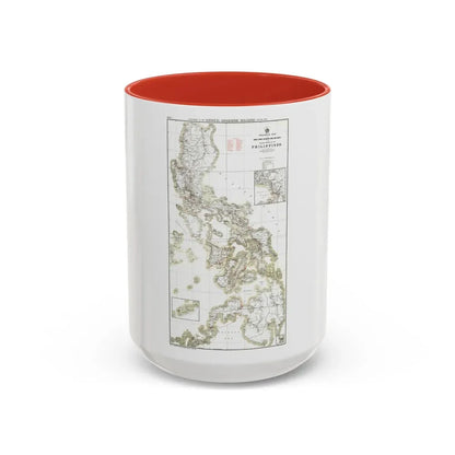Philippines, The 1 & 2 (1902) (Map) Accent Coffee Mug 15oz Red - Go Mug Yourself