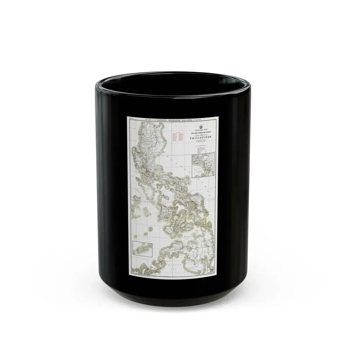 Philippines, The 1 & 2 (1902) (Map) Black Coffee Mug 15oz - Go Mug Yourself