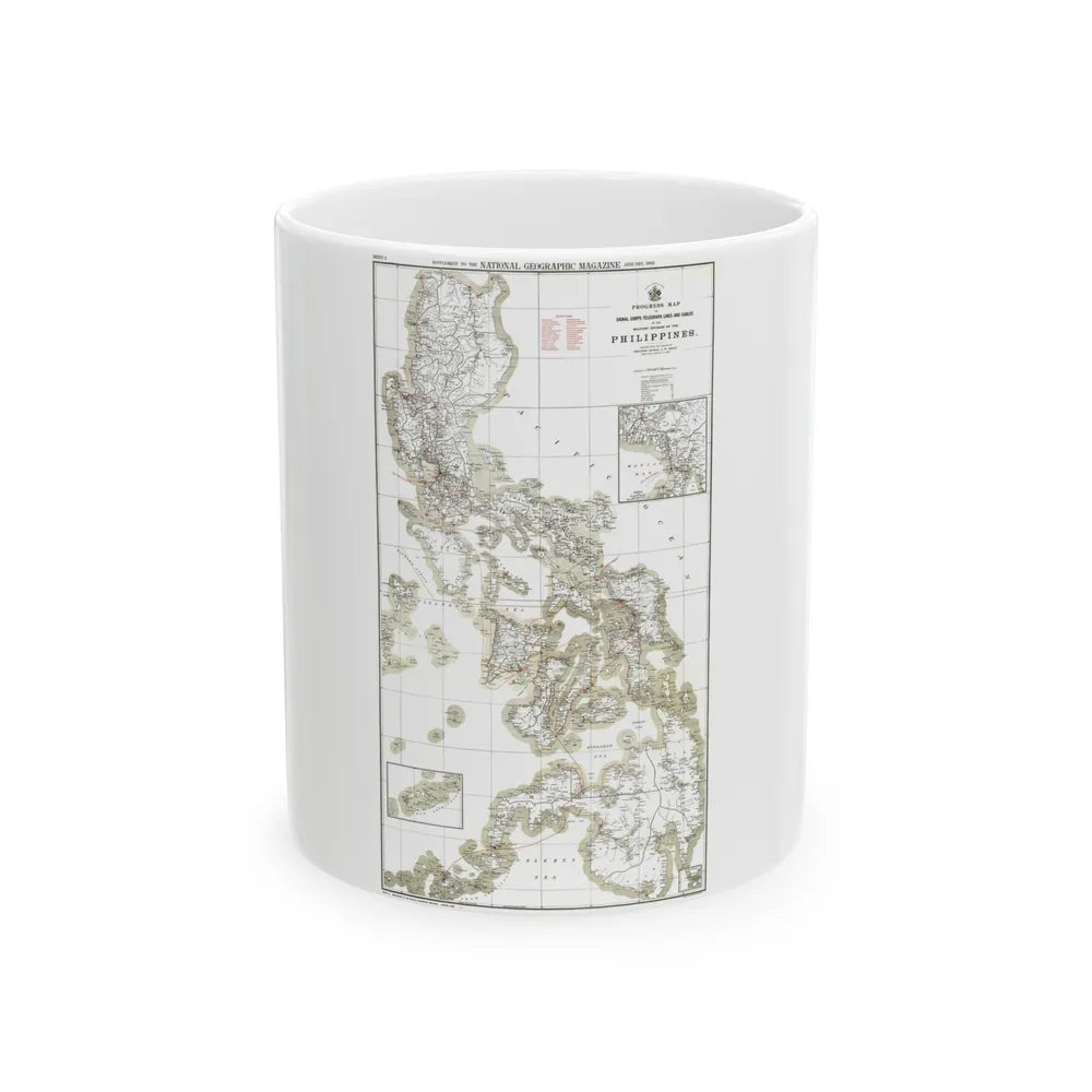 Philippines, The 1 & 2 (1902) (Map) White Coffee Mug-11oz-Go Mug Yourself