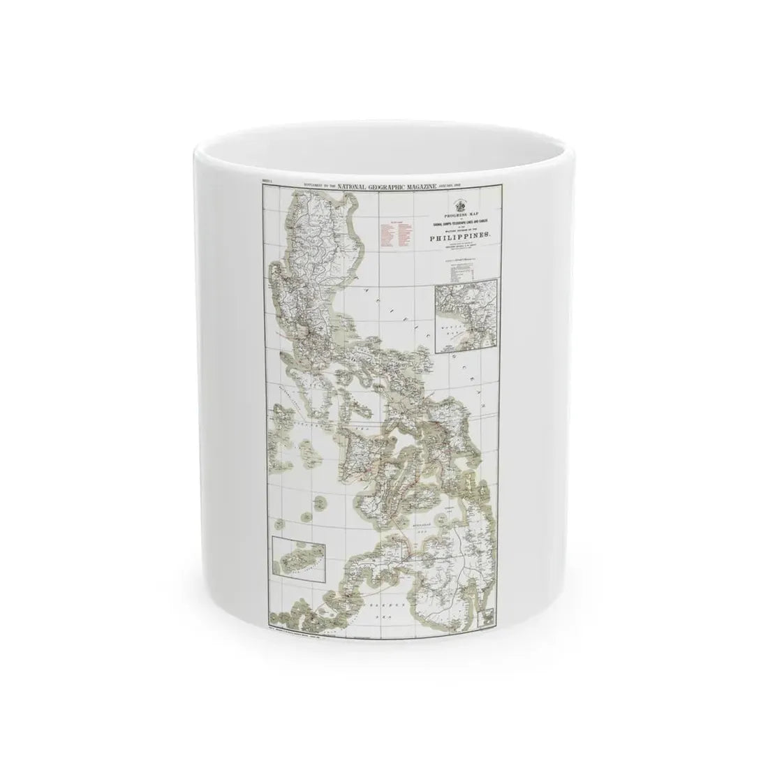 Philippines, The 1 & 2 (1902) (Map) White Coffee Mug 11oz - Go Mug Yourself