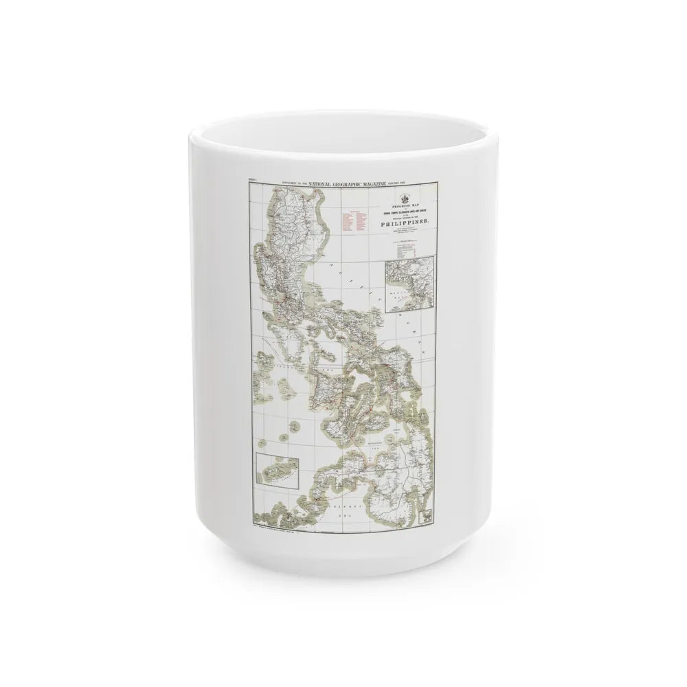 Philippines, The 1 & 2 (1902) (Map) White Coffee Mug-15oz-Go Mug Yourself