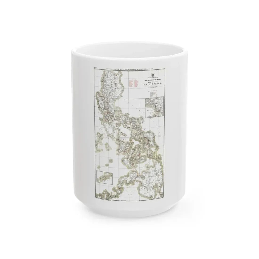 Philippines, The 1 & 2 (1902) (Map) White Coffee Mug 15oz - Go Mug Yourself