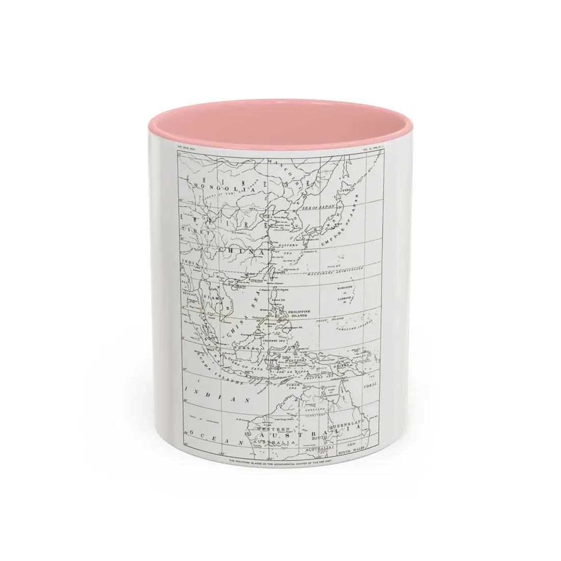 Philippines, The (1900) (Map) Accent Coffee Mug 11oz Pink - Go Mug Yourself