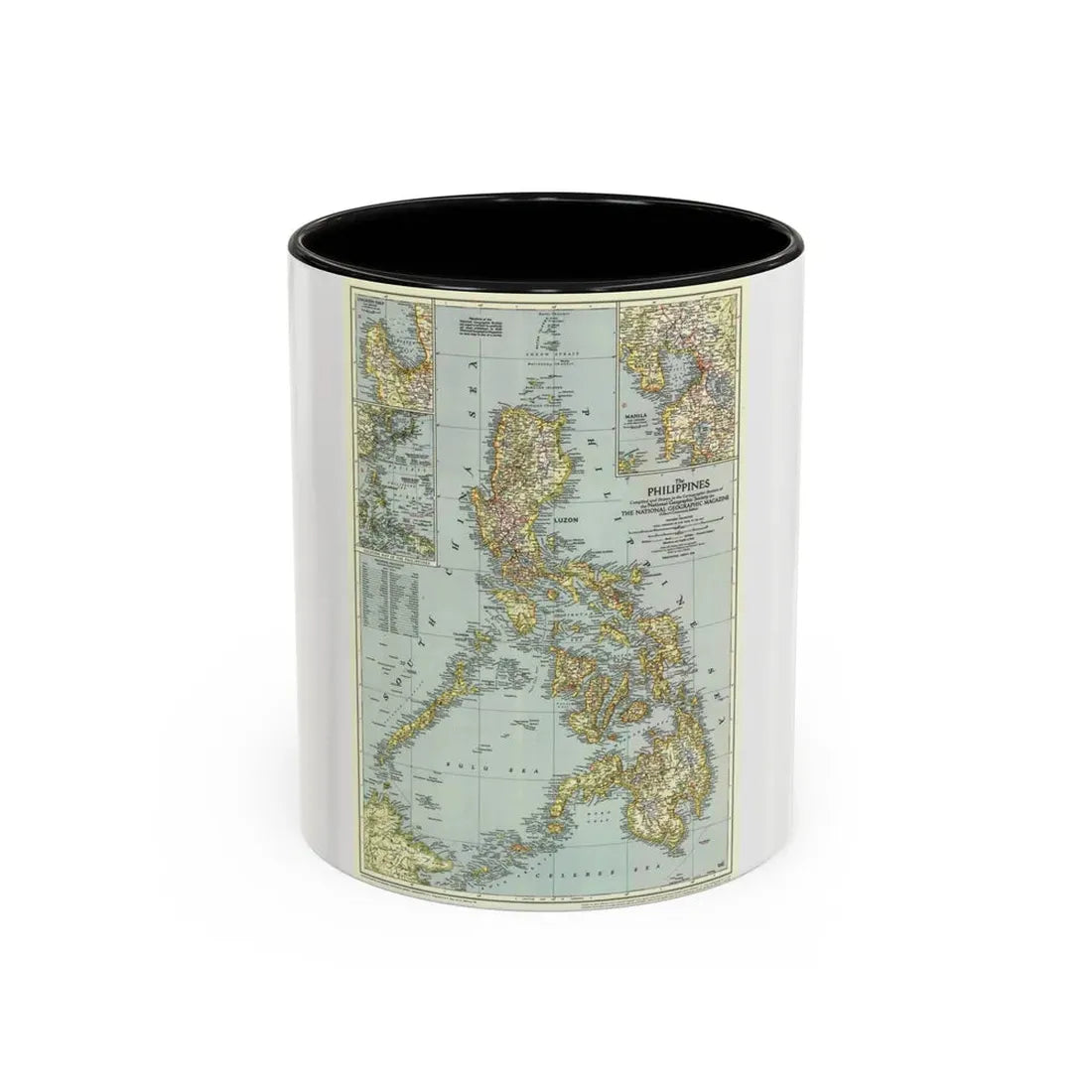 Philippines, The (1945) (Map) Accent Coffee Mug 11oz Black - Go Mug Yourself