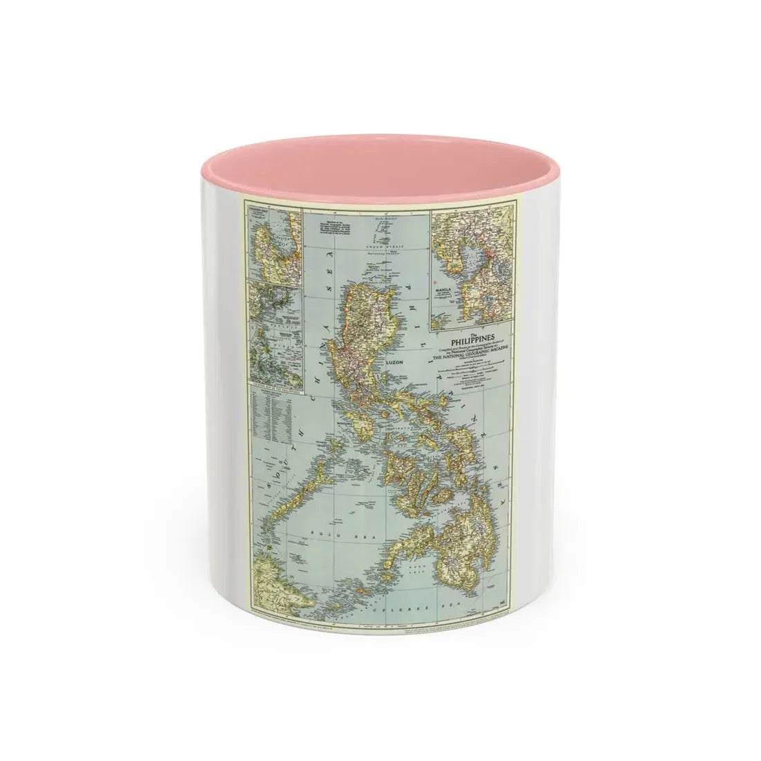 Philippines, The (1945) (Map) Accent Coffee Mug 11oz Pink - Go Mug Yourself