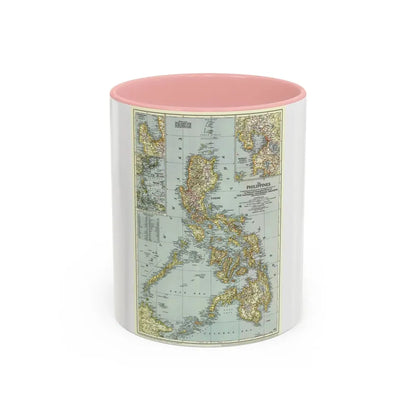 Philippines, The (1945) (Map) Accent Coffee Mug 11oz Pink - Go Mug Yourself