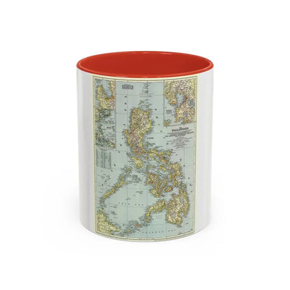 Philippines, The (1945) (Map) Accent Coffee Mug 11oz Red - Go Mug Yourself