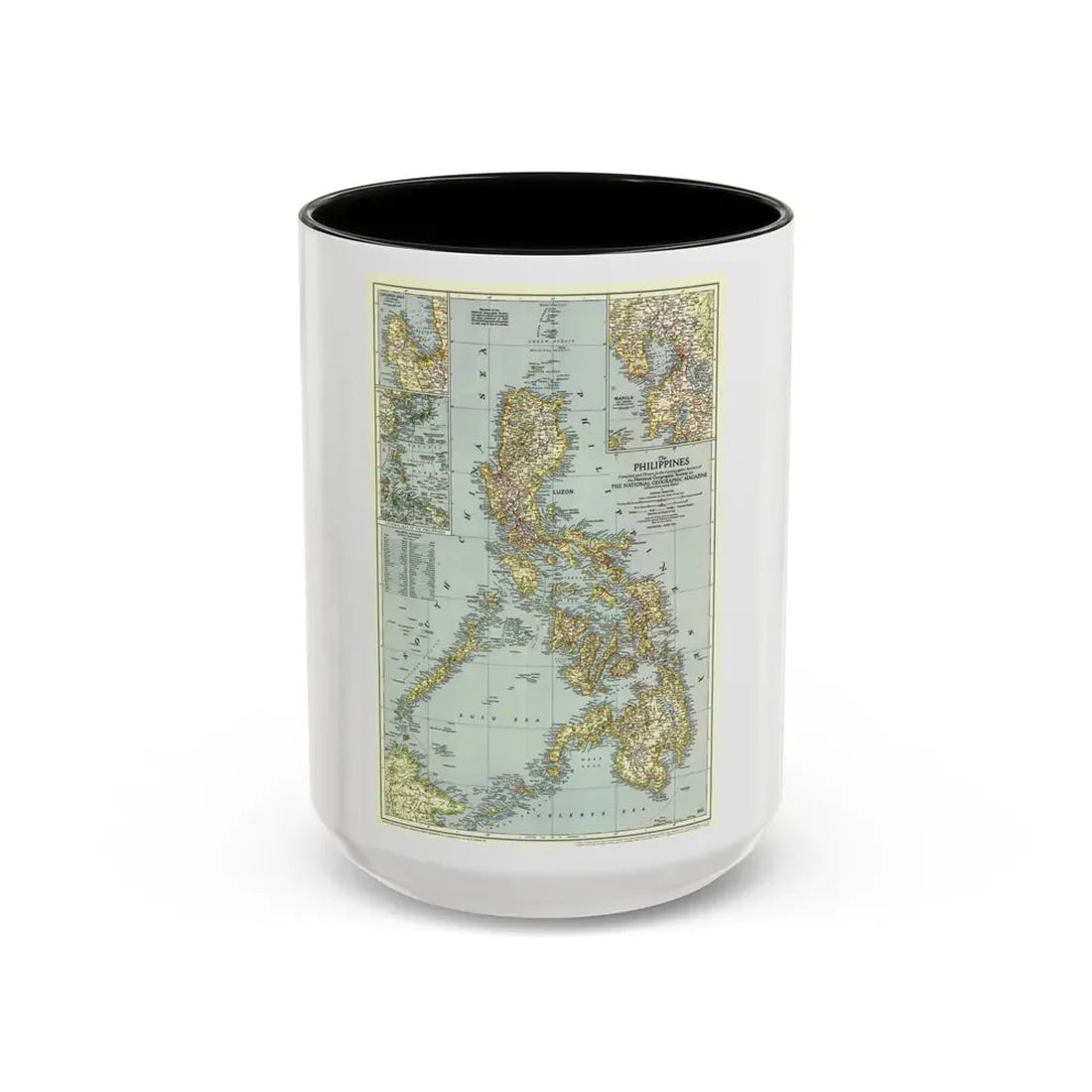 Philippines, The (1945) (Map) Accent Coffee Mug 15oz Black - Go Mug Yourself