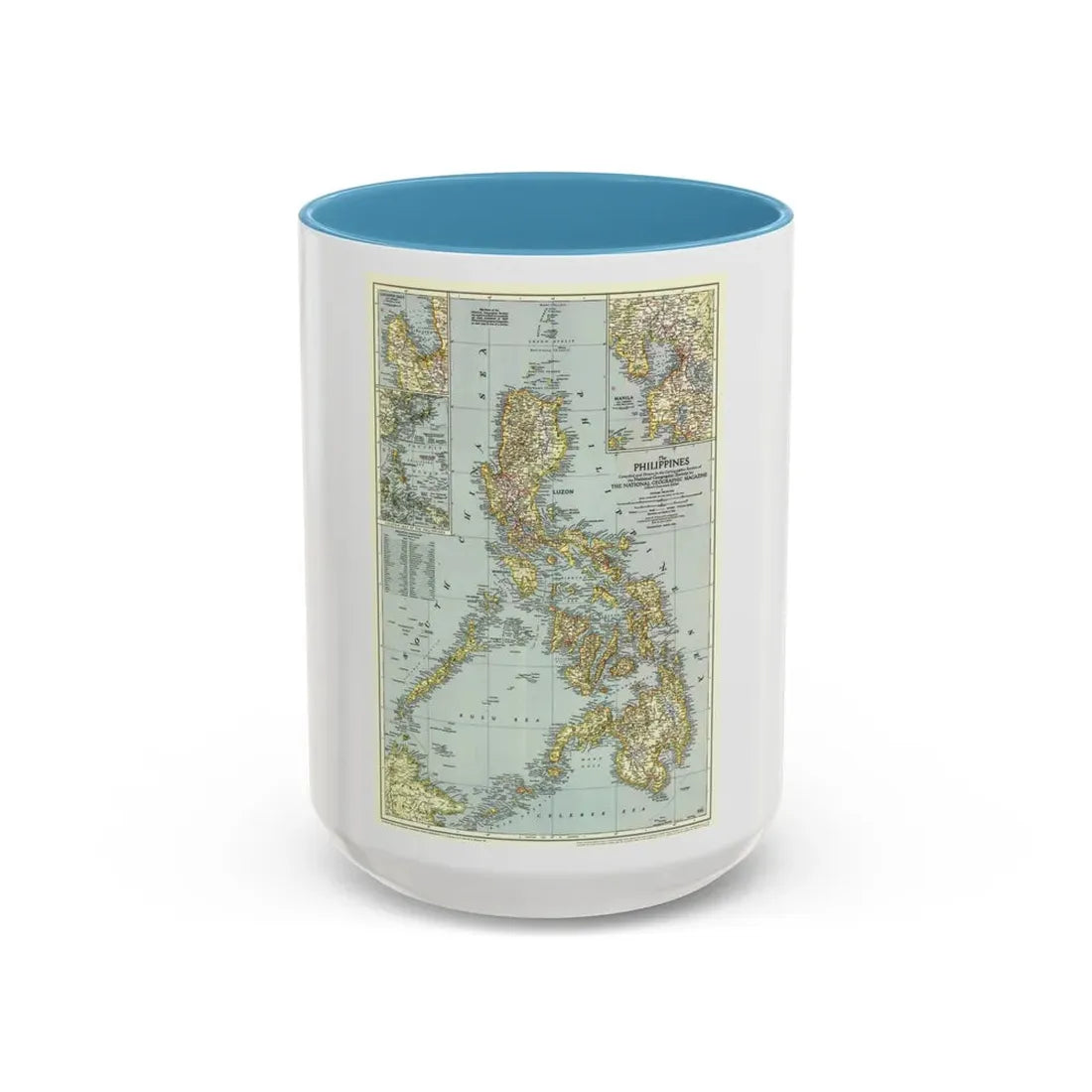 Philippines, The (1945) (Map) Accent Coffee Mug 15oz Light Blue - Go Mug Yourself