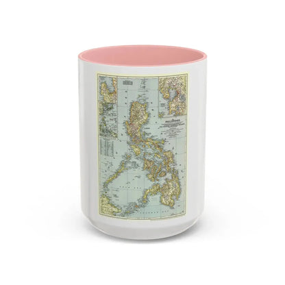 Philippines, The (1945) (Map) Accent Coffee Mug 15oz Pink - Go Mug Yourself