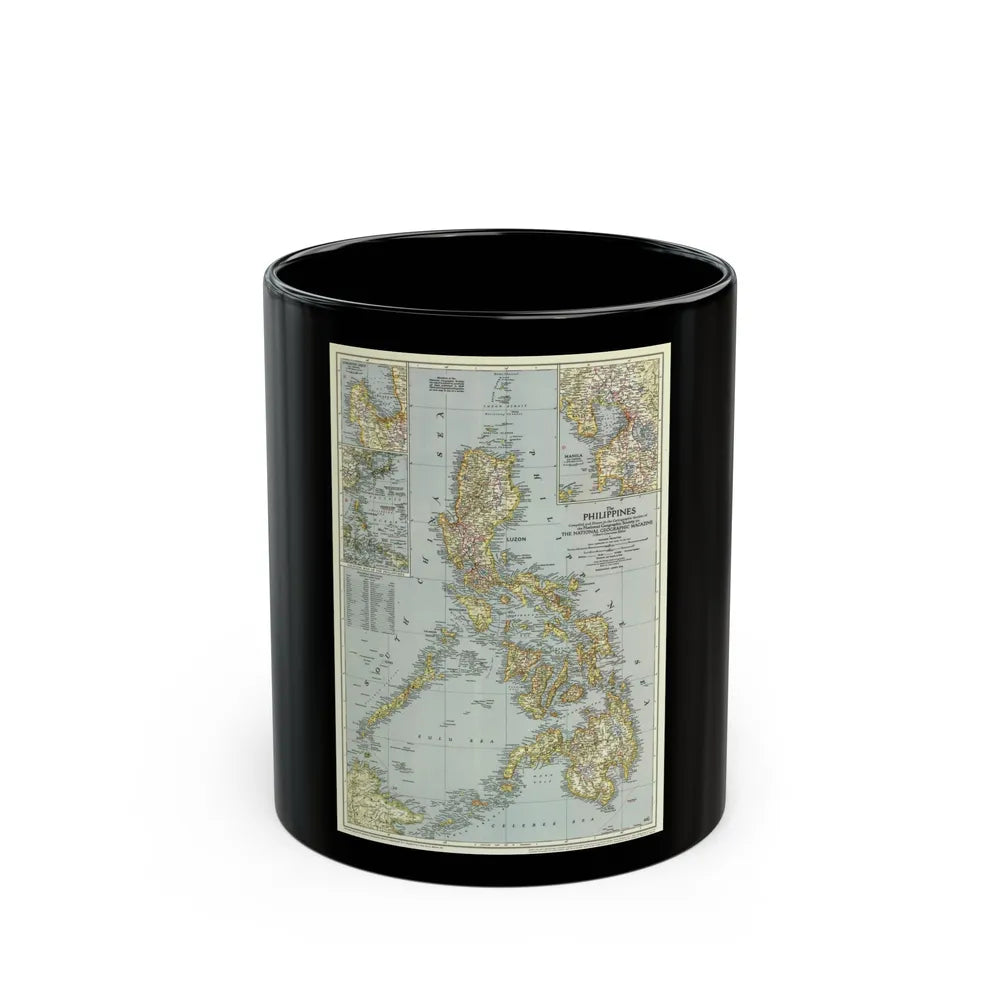 Philippines, The (1945) (Map) Black Coffee Mug-11oz-Go Mug Yourself