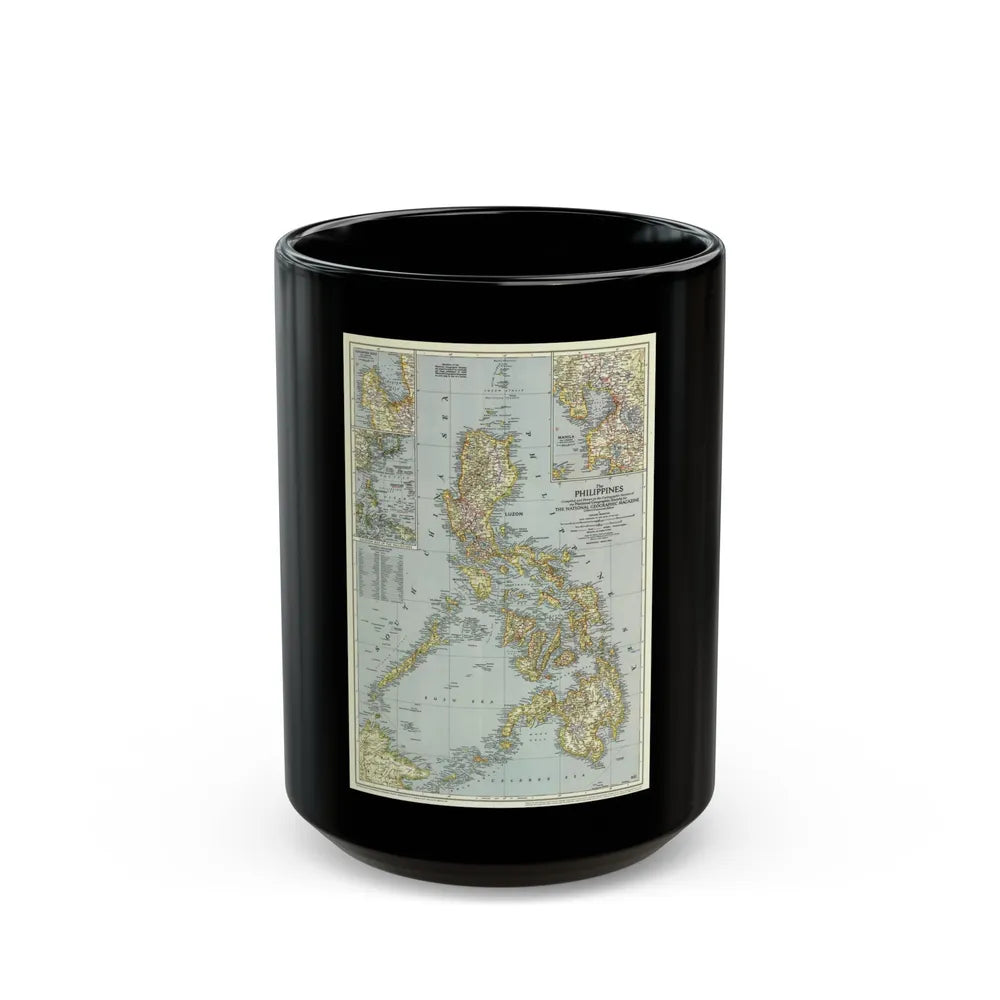 Philippines, The (1945) (Map) Black Coffee Mug-15oz-Go Mug Yourself