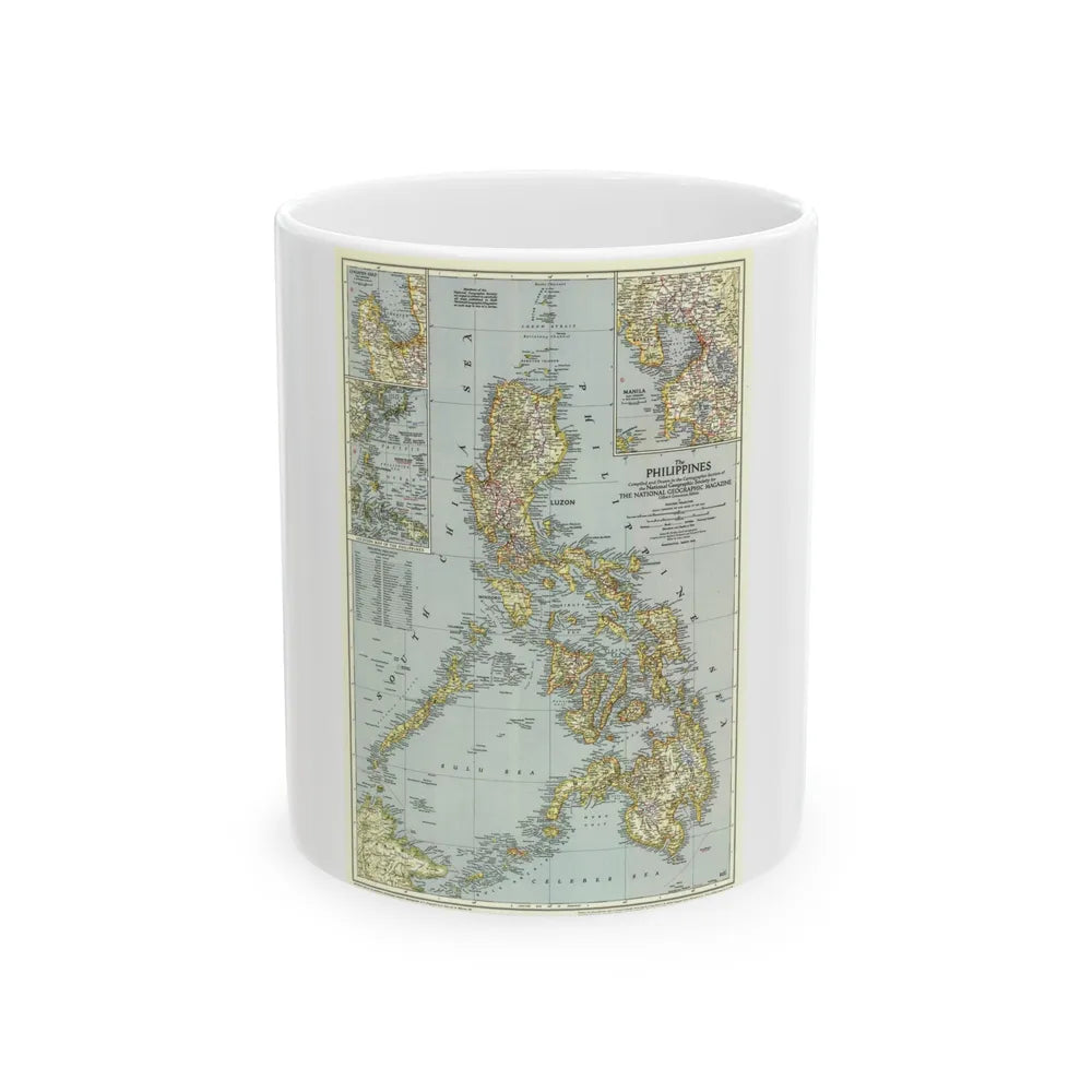 Philippines, The (1945) (Map) White Coffee Mug-11oz-Go Mug Yourself