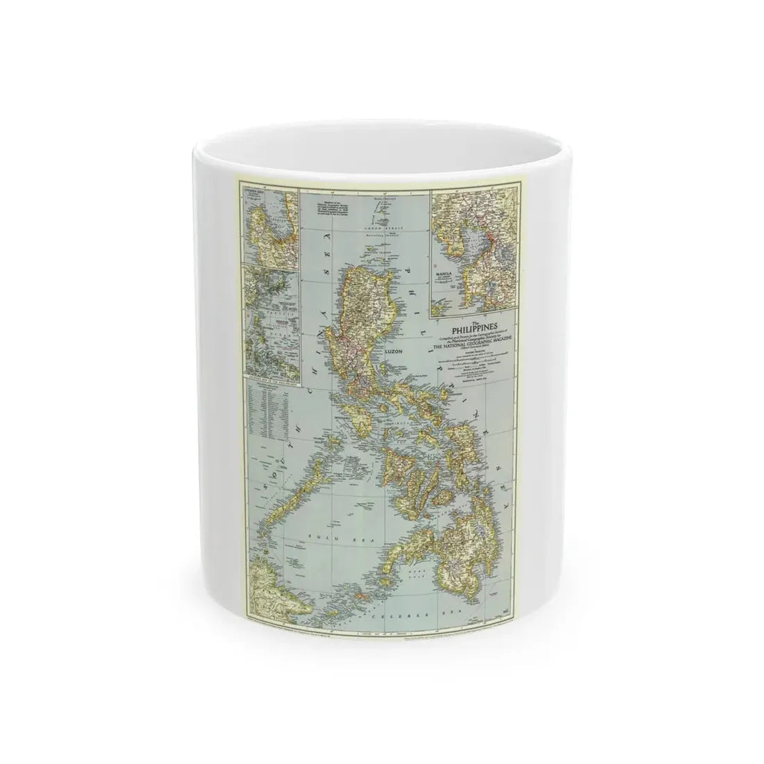 Philippines, The (1945) (Map) White Coffee Mug 11oz - Go Mug Yourself