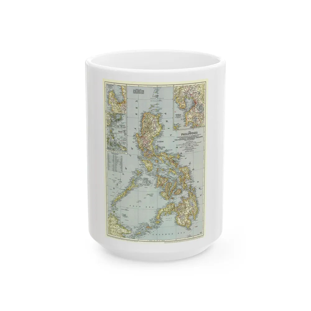 Philippines, The (1945) (Map) White Coffee Mug-15oz-Go Mug Yourself