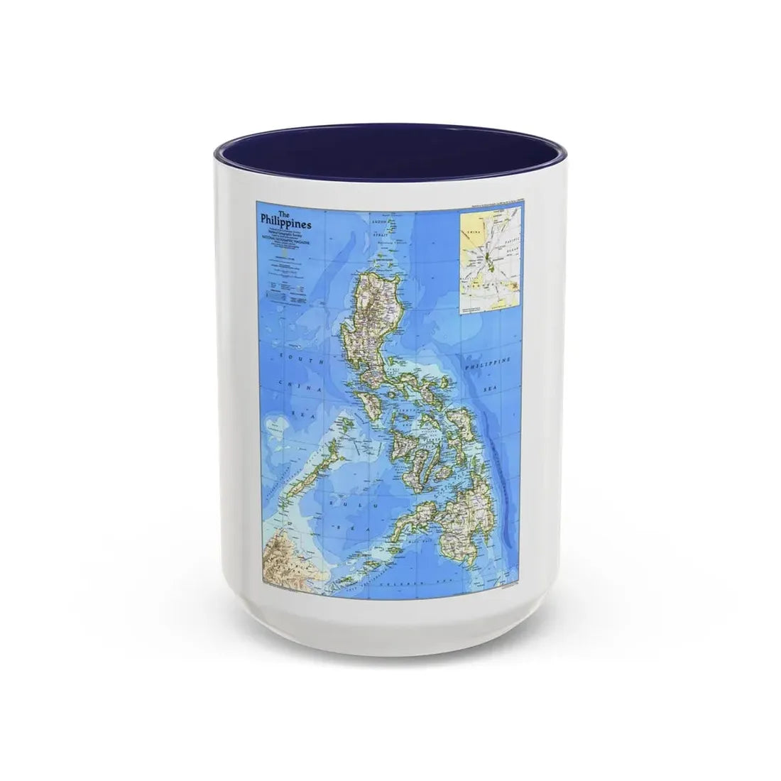 Philippines, The (1986) (Map) Accent Coffee Mug 15oz Navy - Go Mug Yourself