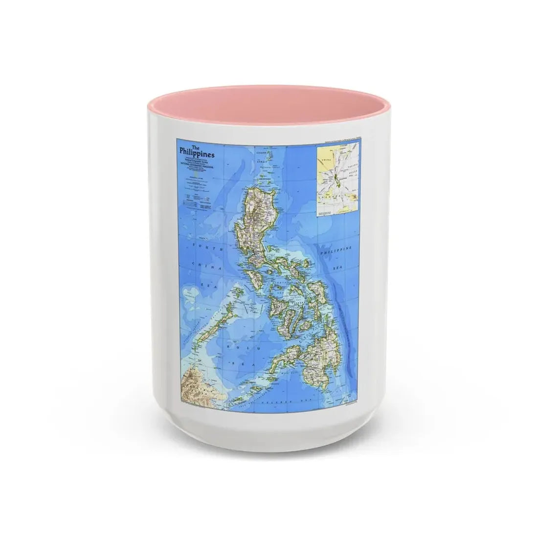 Philippines, The (1986) (Map) Accent Coffee Mug 15oz Pink - Go Mug Yourself