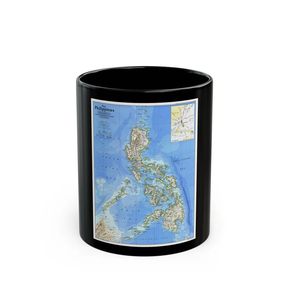 Philippines, The (1986) (Map) Black Coffee Mug-11oz-Go Mug Yourself