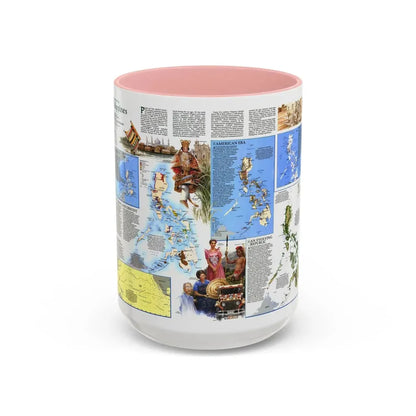 Philippines - The History of the (1986) (Map) Accent Coffee Mug 15oz Pink - Go Mug Yourself