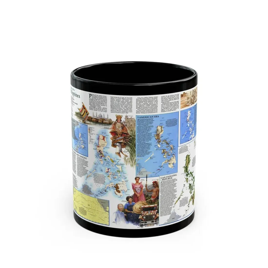 Philippines - The History of the (1986) (Map) Black Coffee Mug 11oz - Go Mug Yourself