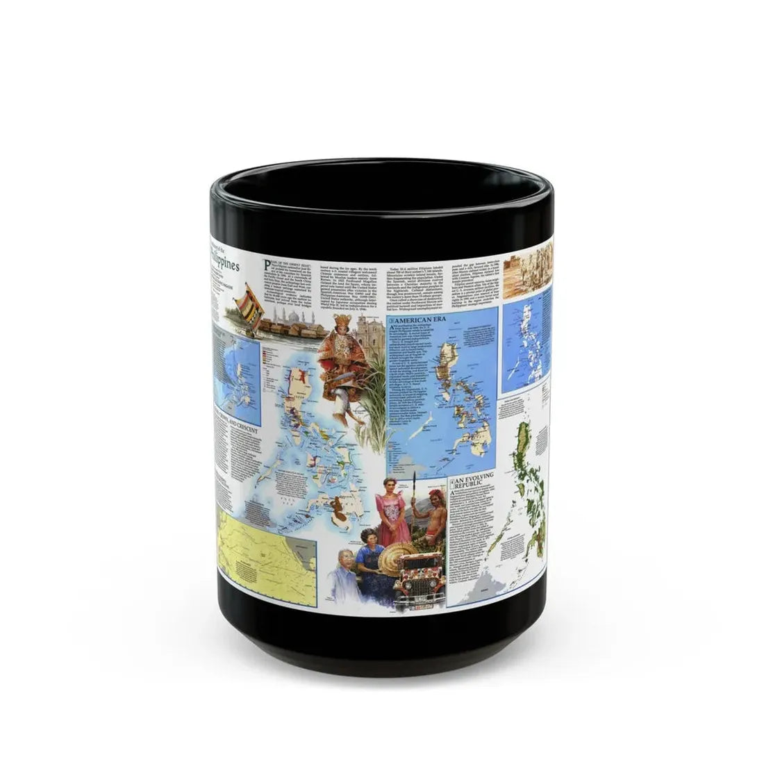 Philippines - The History of the (1986) (Map) Black Coffee Mug 15oz - Go Mug Yourself