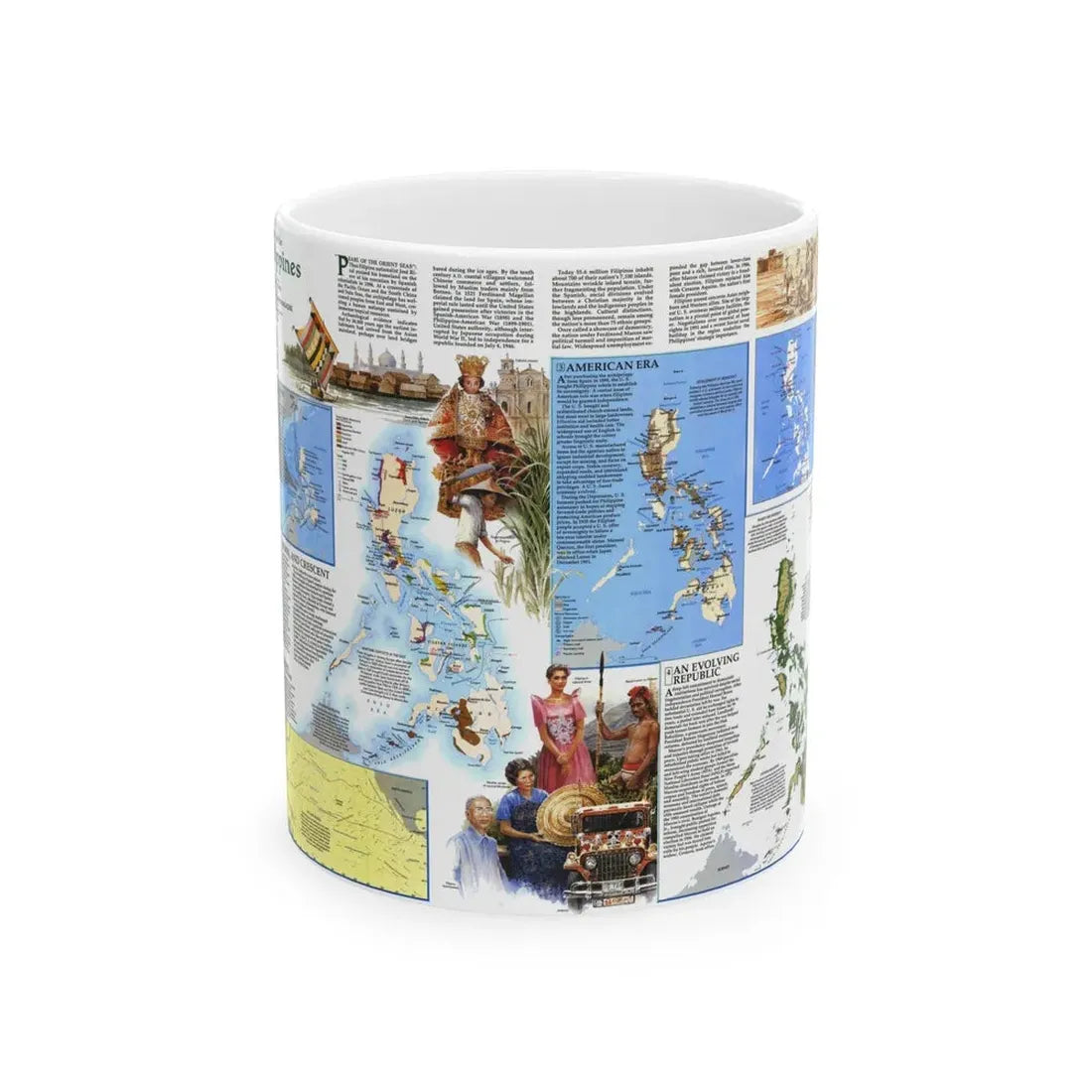 Philippines - The History of the (1986) (Map) White Coffee Mug 11oz - Go Mug Yourself