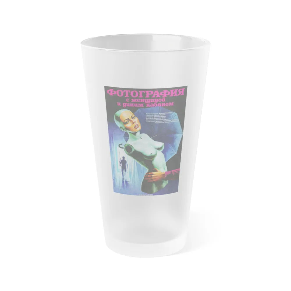 PHOTO OF A WOMAN WITH A BOAR 1987 Movie Poster - Frosted Pint Glass 16oz-16oz-Frosted-Go Mug Yourself