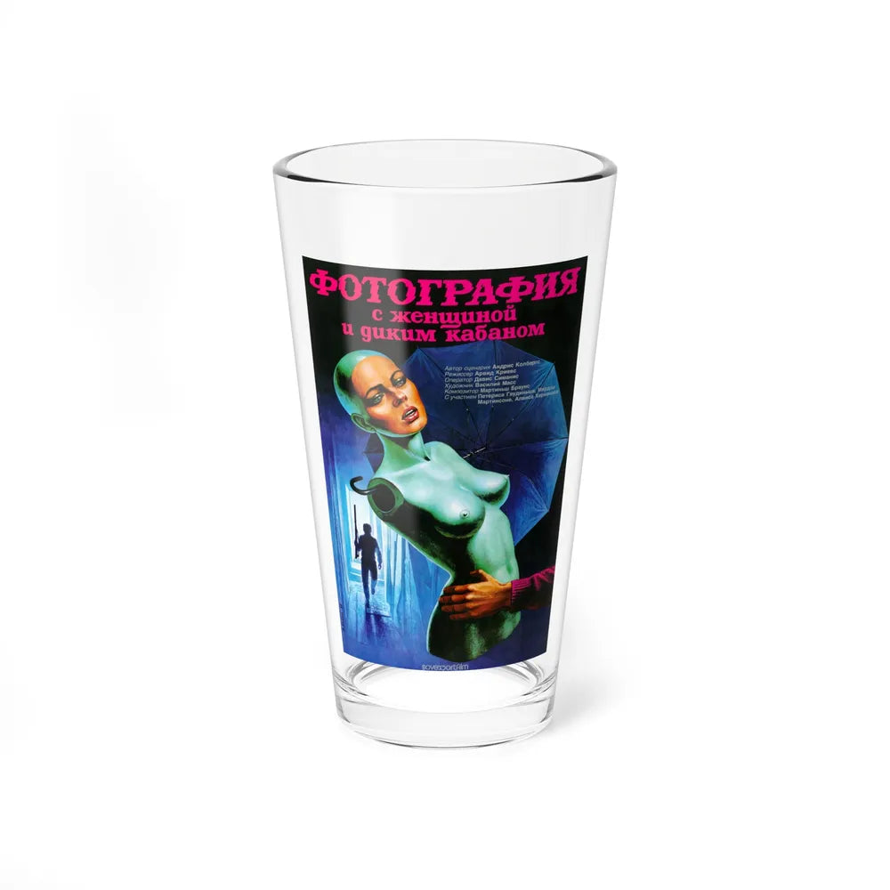 PHOTO OF A WOMAN WITH A BOAR 1987 Movie Poster - Pint Glass 16oz-16oz-Go Mug Yourself