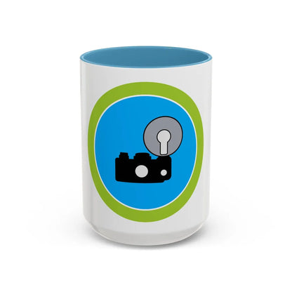 Photography (Boy Scout Merit Badge) Accent Coffee Mug-15oz-Light Blue-Go Mug Yourself