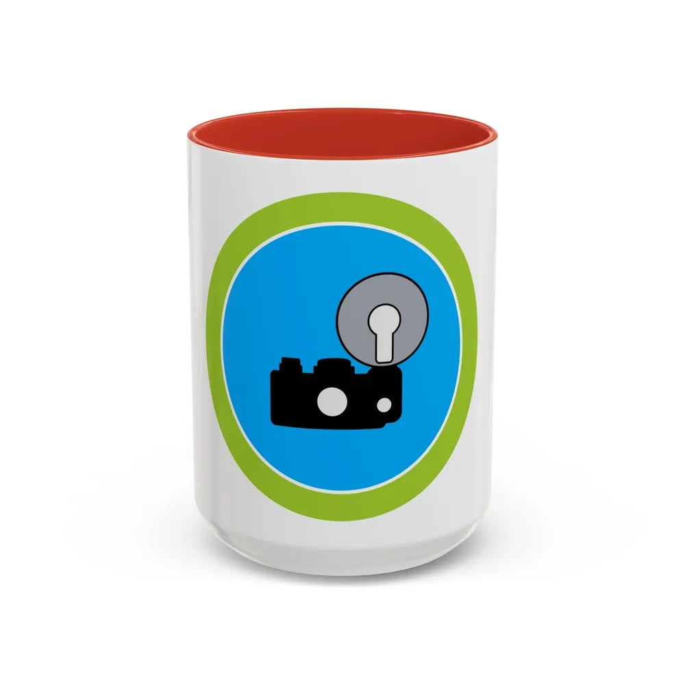 Photography (Boy Scout Merit Badge) Accent Coffee Mug-15oz-Red-Go Mug Yourself