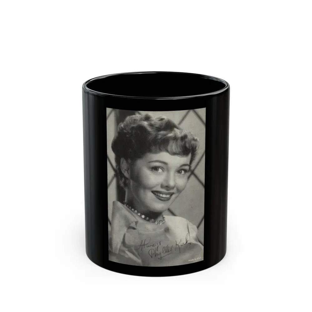 Phyllis Kirk #27 (Vintage Female Icon) Black Coffee Mug-11oz-Go Mug Yourself