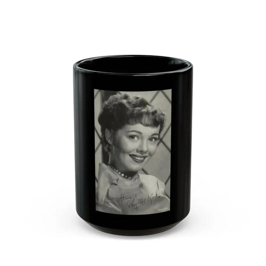 Phyllis Kirk #27 (Vintage Female Icon) Black Coffee Mug 15oz - Go Mug Yourself
