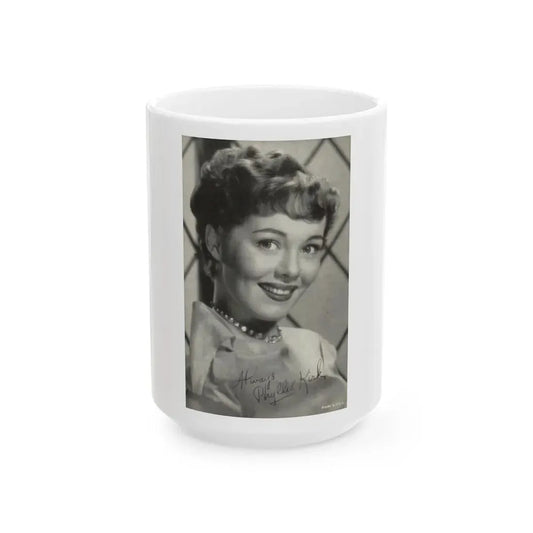 Phyllis Kirk #27 (Vintage Female Icon) White Coffee Mug 15oz - Go Mug Yourself