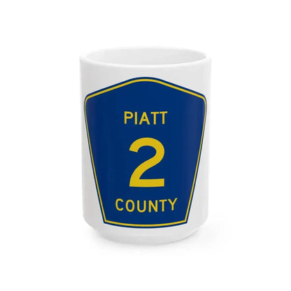 Piatt County 2 (Illinois) (Road Sign) White Coffee Mug 15oz - Go Mug Yourself