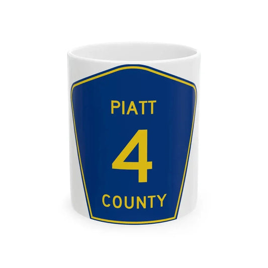 Piatt County 4 (Illinois) (Road Sign) White Coffee Mug 11oz - Go Mug Yourself