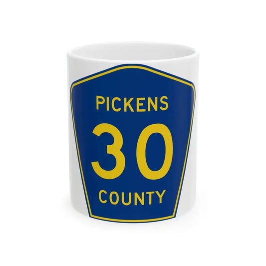 Pickens County Route 30 AL (Alabama) (Road Sign) White Coffee Mug 11oz - Go Mug Yourself