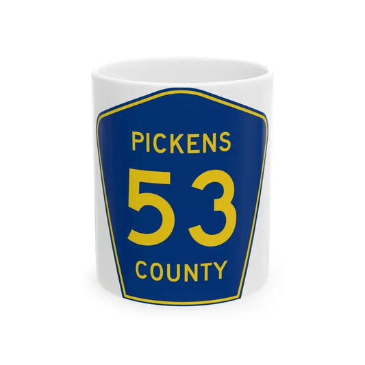 Pickens County Route 53 AL (Alabama) (Road Sign) White Coffee Mug 11oz - Go Mug Yourself