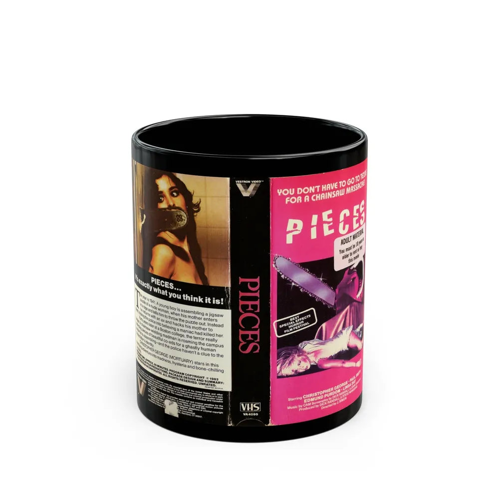 PIECES VESTRON SLASHER (VHS COVER) - Black Coffee Mug-11oz-Go Mug Yourself