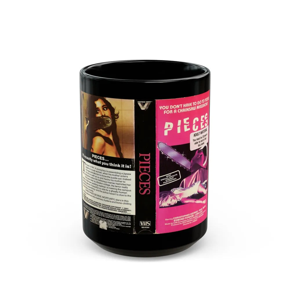 PIECES VESTRON SLASHER (VHS COVER) - Black Coffee Mug-15oz-Go Mug Yourself