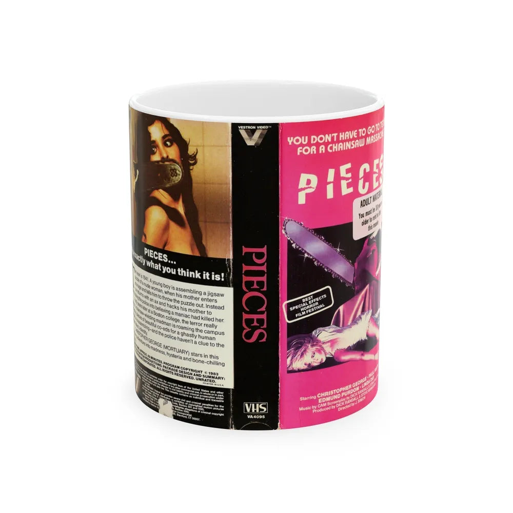 PIECES VESTRON SLASHER (VHS COVER) - White Coffee Mug-11oz-Go Mug Yourself