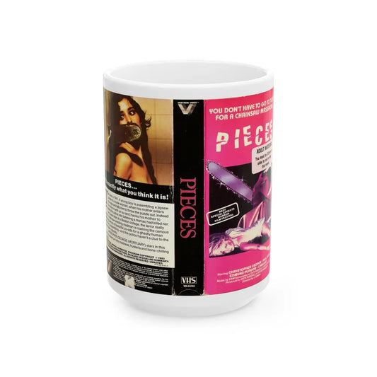 PIECES VESTRON SLASHER (VHS COVER) - White Coffee Mug-15oz-Go Mug Yourself