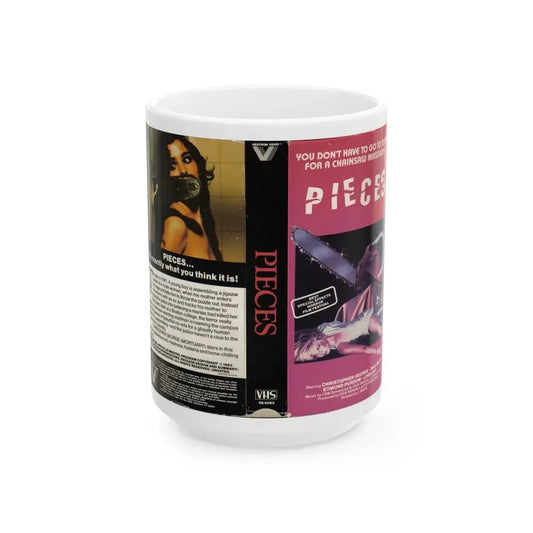 PIECES VESTRON VIDEO (VHS COVER) - White Coffee Mug 15oz - Go Mug Yourself
