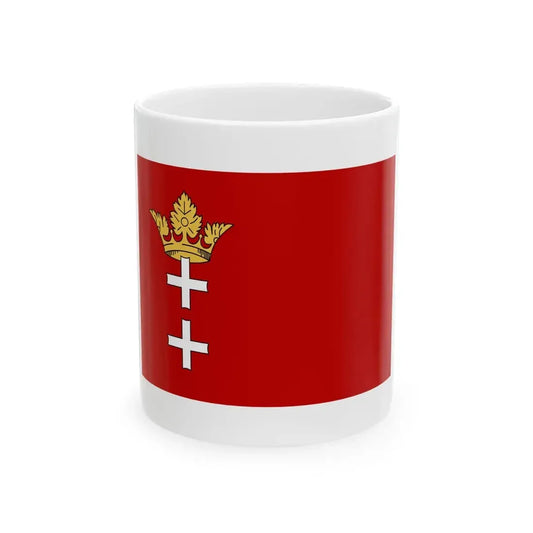 Pilot flag of the Free City of Danzig Lotsenflagge (Poland) White Coffee Mug 11oz - Go Mug Yourself