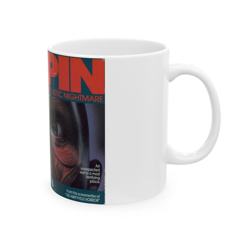 PIN A PLASTIC NIGHTMARE (VHS COVER) - White Coffee Mug-Go Mug Yourself