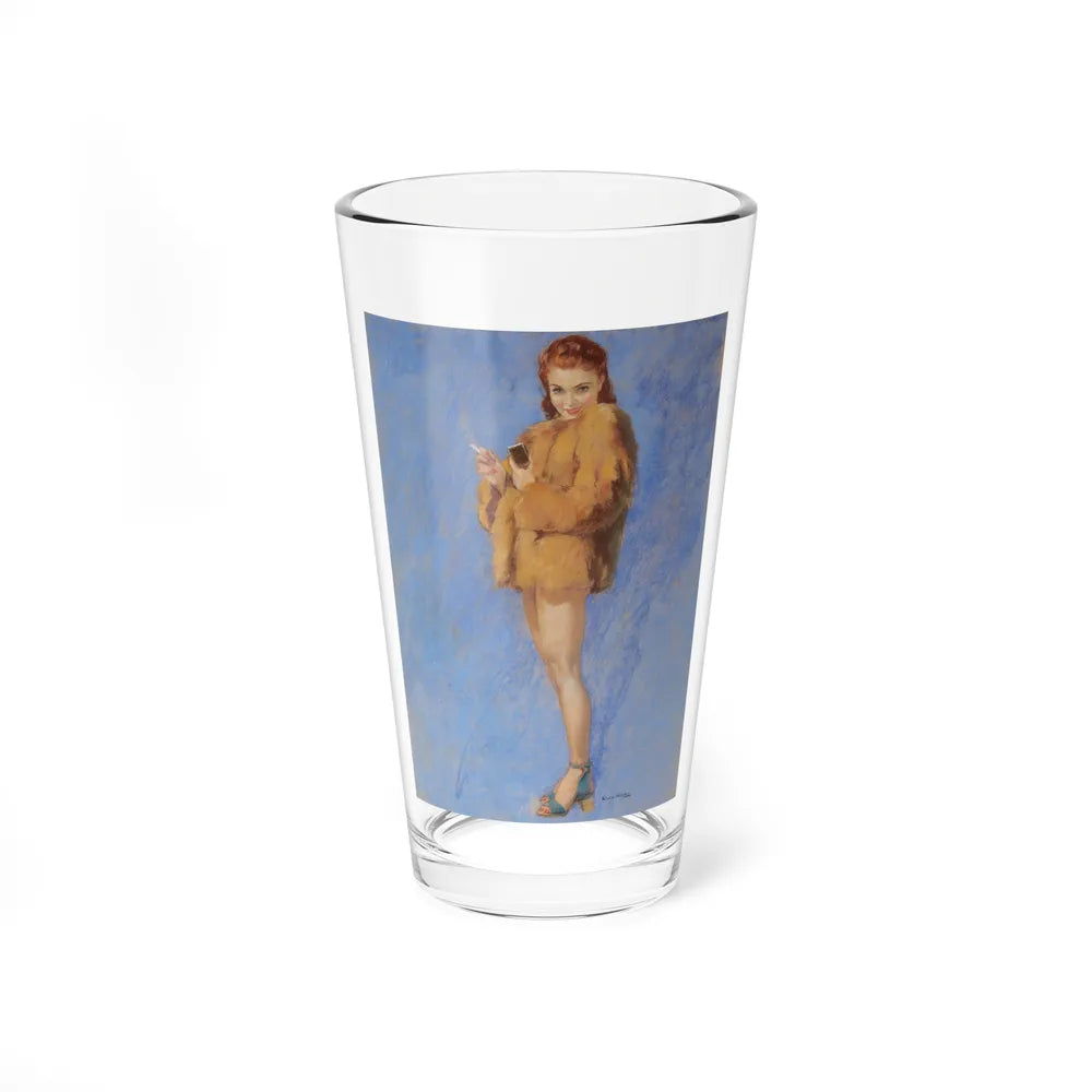 Pin-Up in Fur (Magazine Illustration) Pint Glass 16oz-16oz-Go Mug Yourself