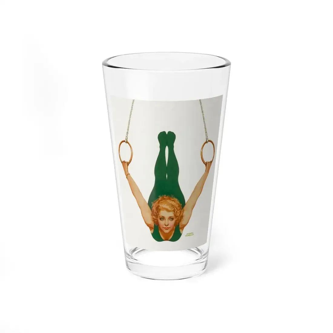 Pin-Up on Gymnastic Rings (Magazine Illustration) Pint Glass 16oz 16oz - Go Mug Yourself