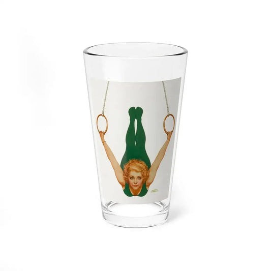 Pin-Up on Gymnastic Rings (Magazine Illustration) Pint Glass 16oz 16oz - Go Mug Yourself