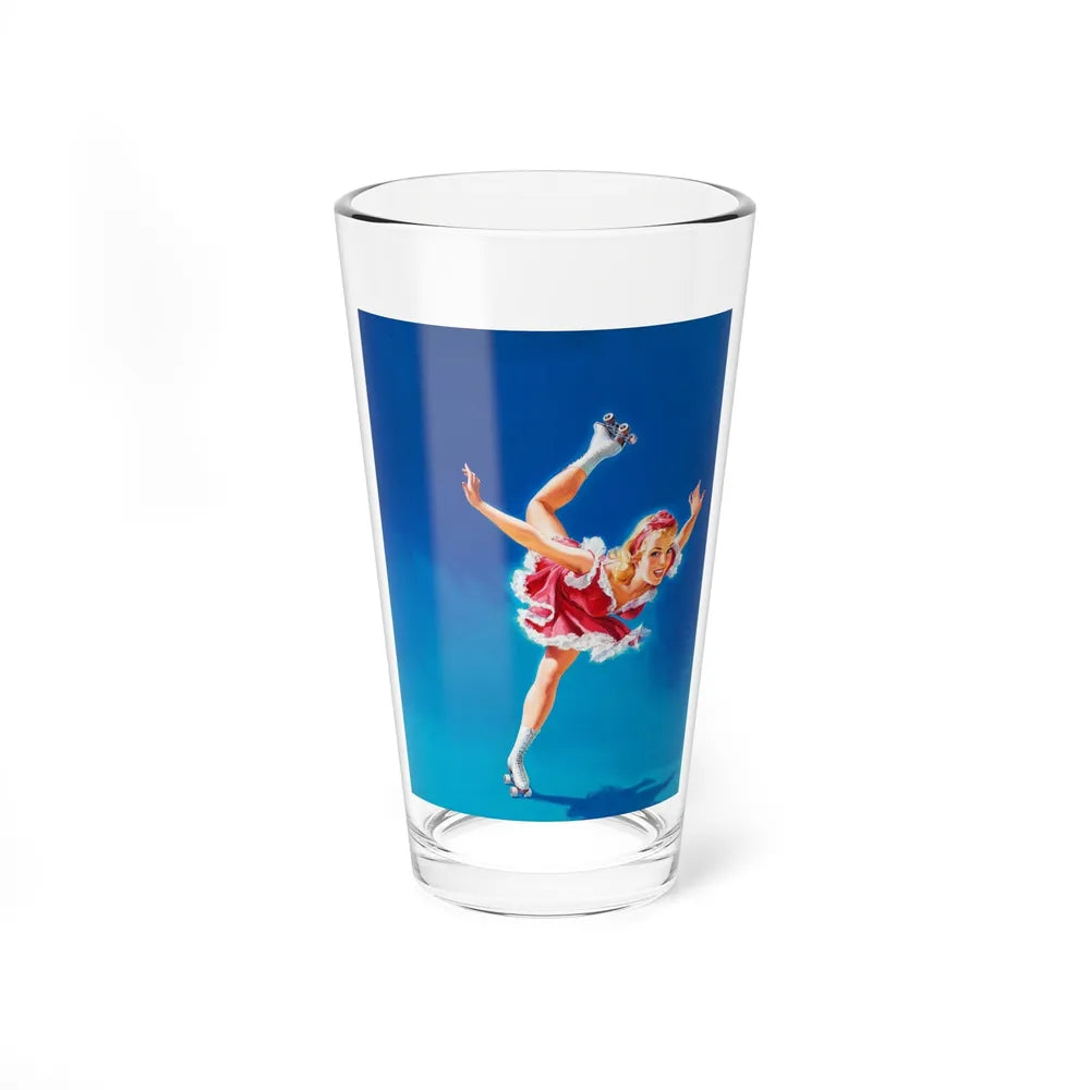 Pin-Up Roller-Skating (Magazine Illustration) Pint Glass 16oz-16oz-Go Mug Yourself